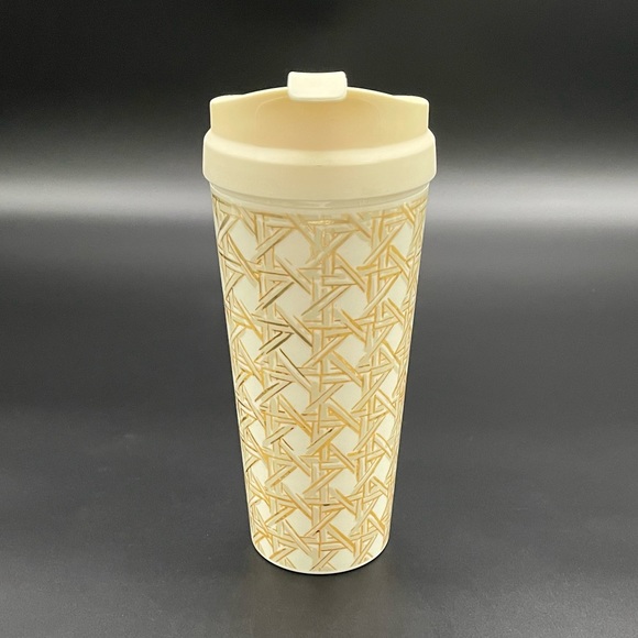 Kate Spade New York 16oz White and Gold Caning Thermal Mug Travel Mug - Picture 5 of 12